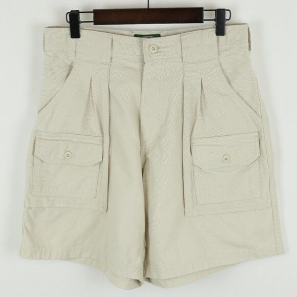 Cabela's Women's Size 8 Cream Cotton 8-Pocket Pleated High Waist Cargo Shorts - Picture 1 of 10